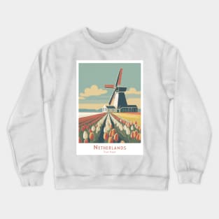 Vintage Retro Minimalistic Netherlands Tulip Fields Poster Crewneck Sweatshirt